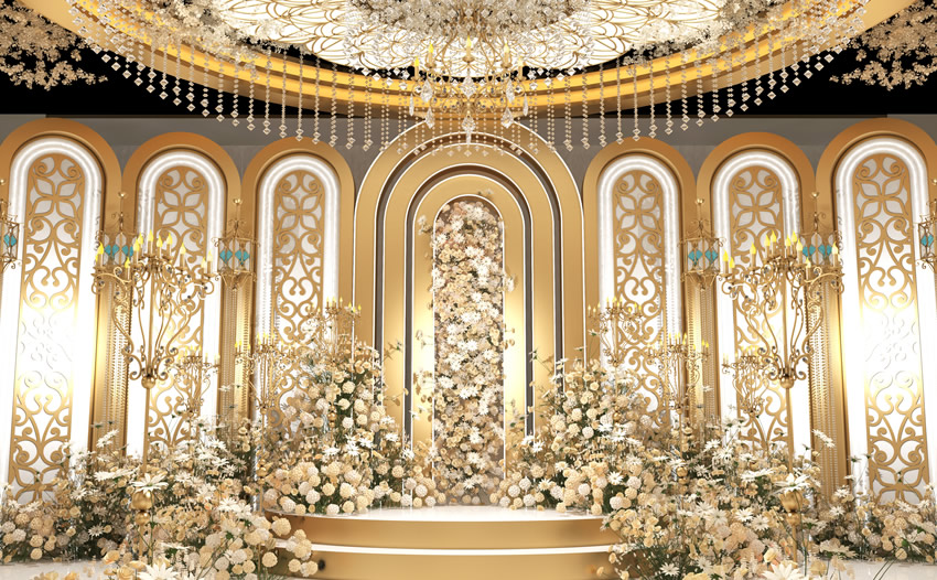 苍南香槟色调婚礼堂效果展示